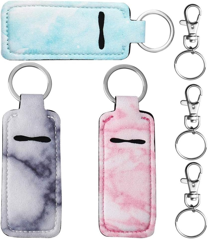 3 Pcs Chapsticks Holder Keychain for Lipstick, Stocking Stuffers for Teen Girls Women Small Christmas Gifts
